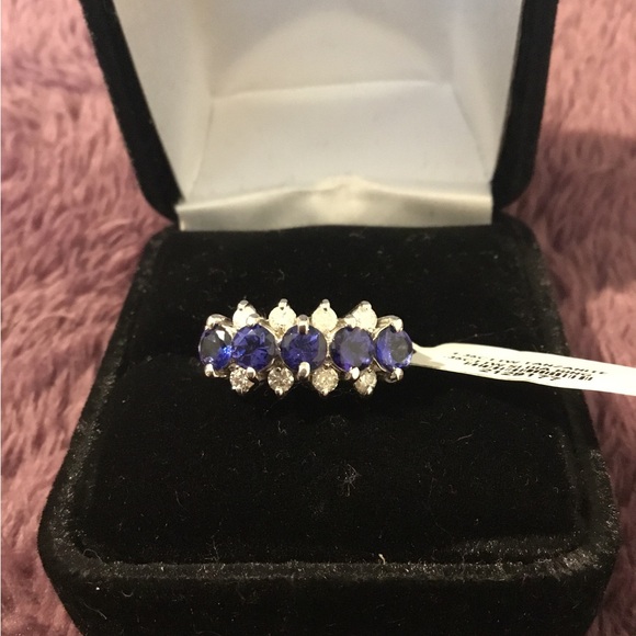 Vintage NWT 1.35 TCW 14K Natural Tanzanite & Diamond Ring - Picture 1 of 16